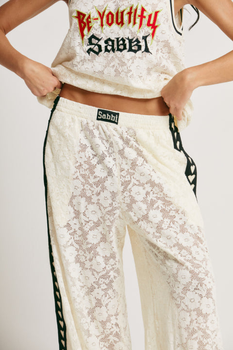 The Raving Heart Pants - Cream Lace