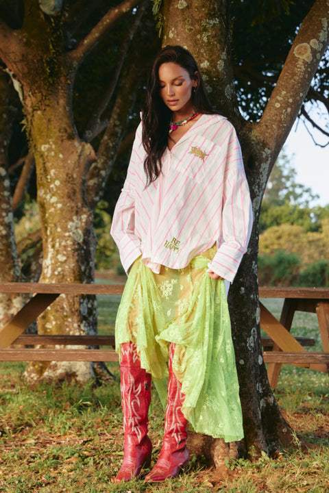 The Lace Maxi Skirt - Chartreuse