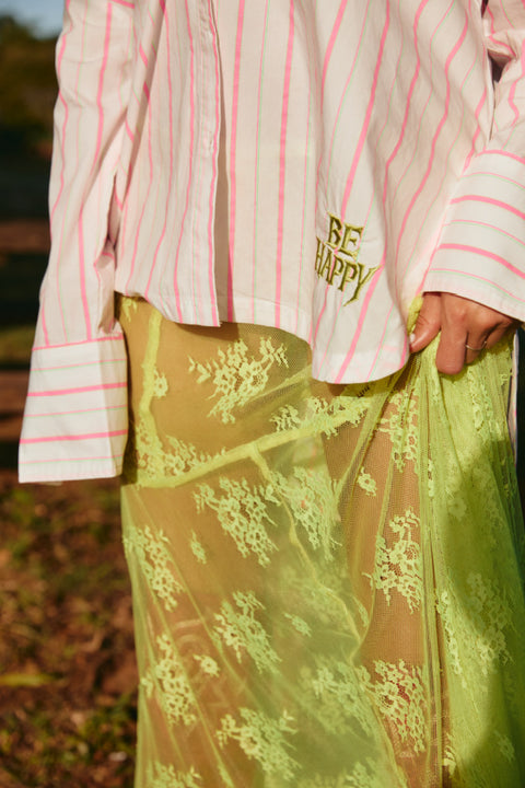 The Lace Maxi Skirt - Chartreuse