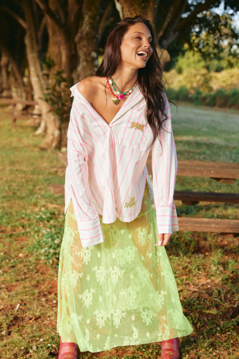 The Lace Maxi Skirt - Chartreuse