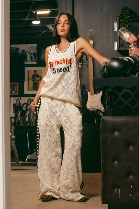 The Lace Basketball Singlet - White