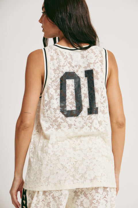 The Lace Basketball Singlet - White