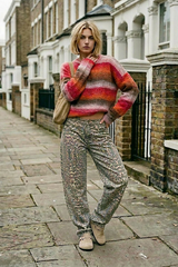 Soho Barrel Jean - Washed Leopard