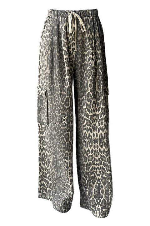 Leopard Denim Cargo Pants - Light Leopard