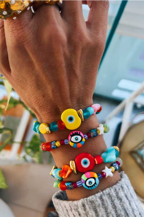 Summer rainbow eye bracelet - Pink eye