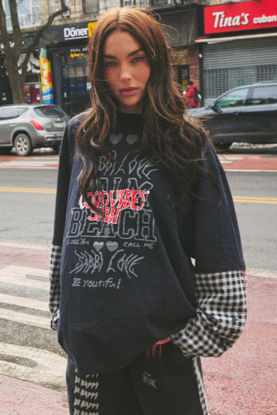 Be Happy Gingham Longsleeve Tee