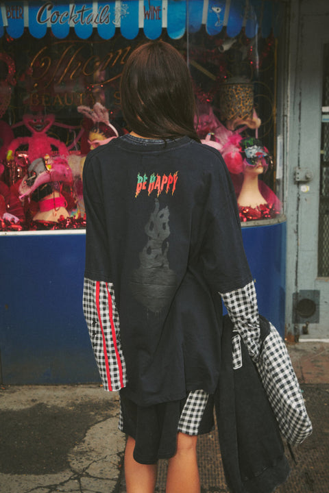Be Happy Gingham Longsleeve Tee