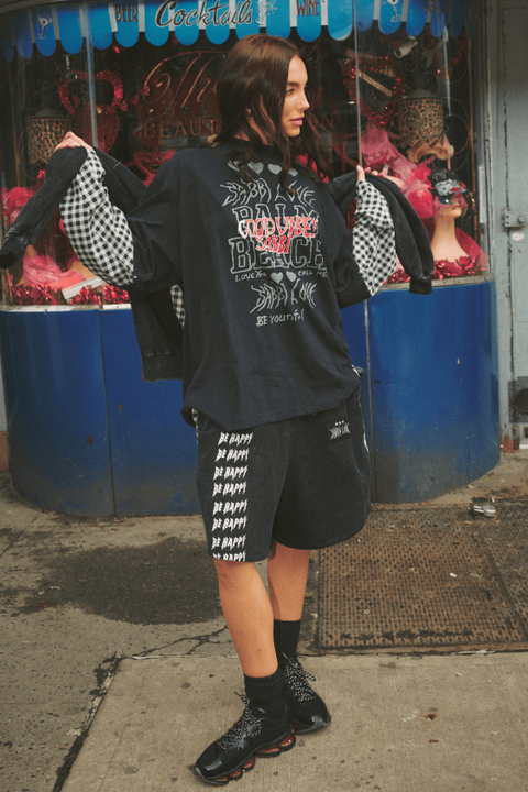 Be Happy Gingham Longsleeve Tee