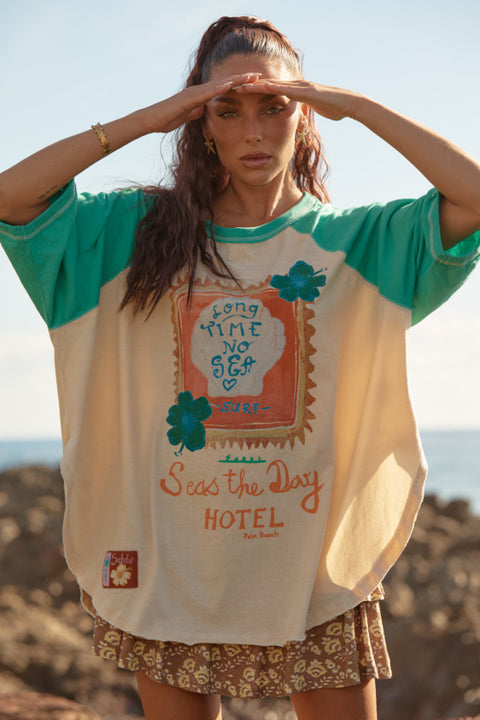 The Long Time No Sea Raglan Tee - Green