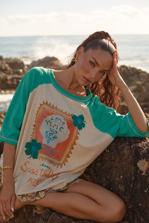 The Long Time No Sea Raglan Tee - Green