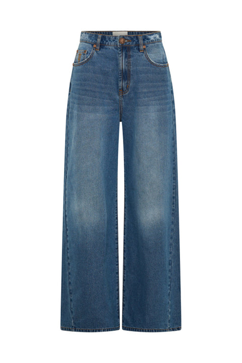 Love Machine High Waist Super Wide Leg Denim Jeans - Pacifica