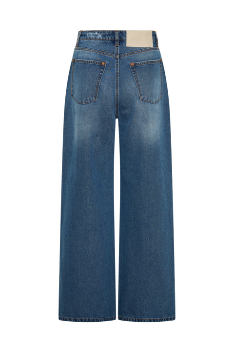Love Machine High Waist Super Wide Leg Denim Jeans - Pacifica