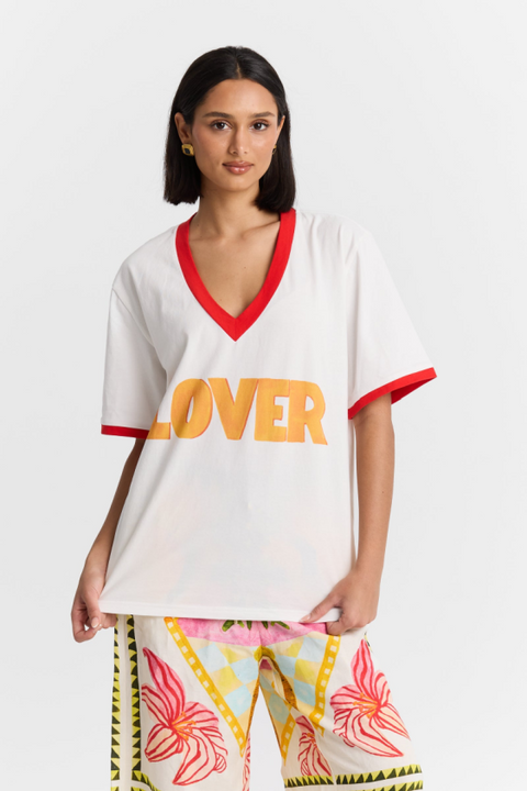 Lover V-Neck Tee - White
