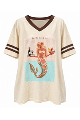 For The Love of Vino V-Neck Tee - Beige