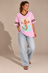 For The Love of Vino V-Neck Tee - Pink