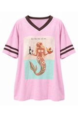 For The Love of Vino V-Neck Tee - Pink