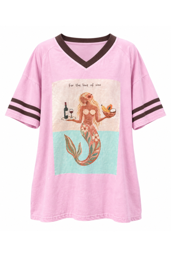 For The Love of Vino V-Neck Tee - Pink