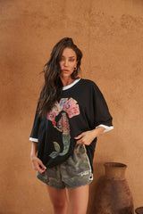 The Very Oversized Lucky Mermaid Tee- Black