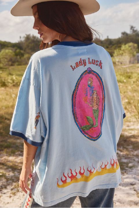 Lucky Mermaid Tee - Sky