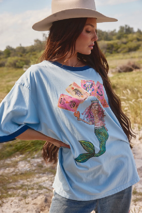 Lucky Mermaid Tee - Sky