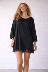 Noir Luxe Oversized Lace Tunic - Black Fujiette