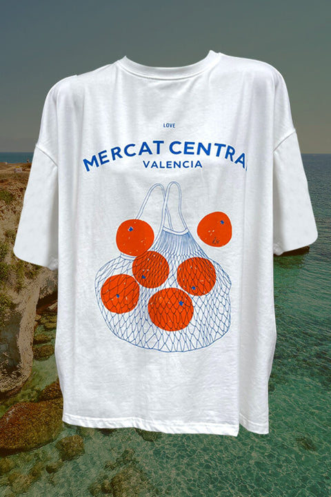 Love Mercat Central Valencia Tee - White/Blue/Orange