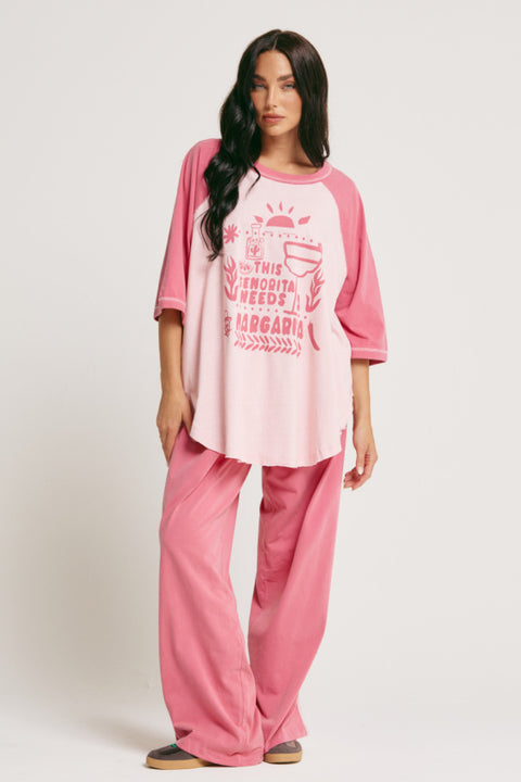 The Margie Raglan  Tee - Pink