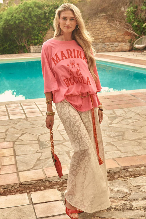 Marina Piccola Oversized Biker Tee - Cosmos Pink