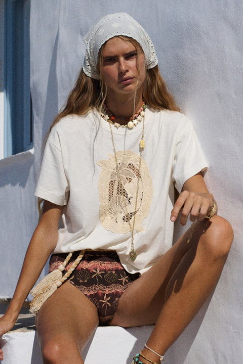Mermaid Cove Appliqué Tee - White Sands