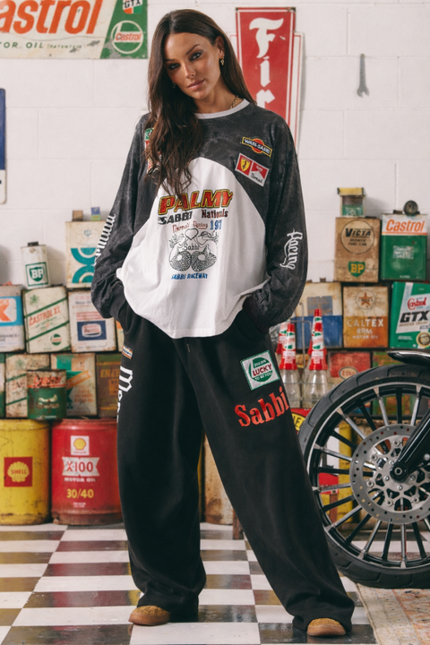 Mermaid Racing Long Sleeve Tee - Black/White