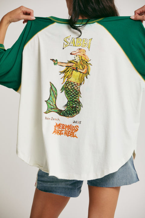 The Raglan Mermaid Swim Club Tee - Green