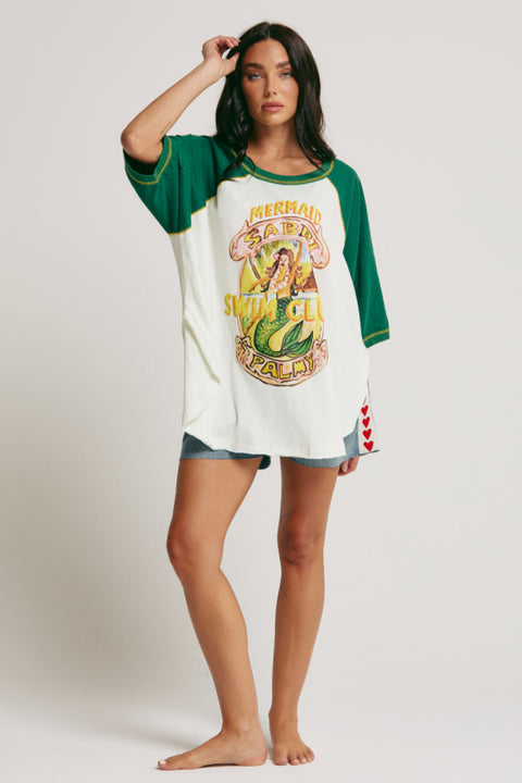 The Raglan Mermaid Swim Club Tee - Green