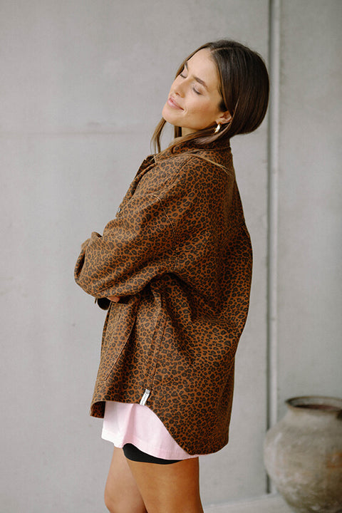 Cheetah longline Denim Jacket