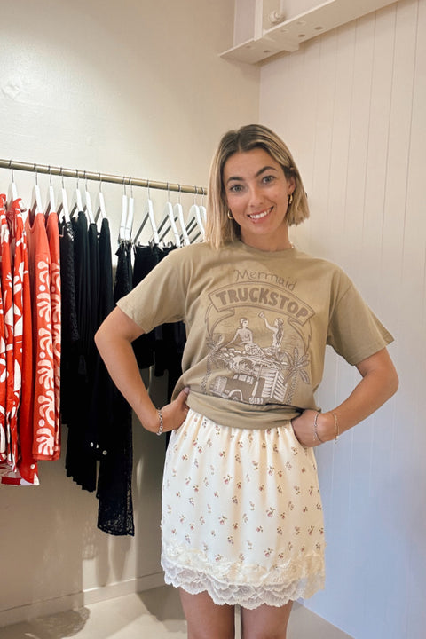 Micro Mini Satin Lace - Ditsy Yellow Floral