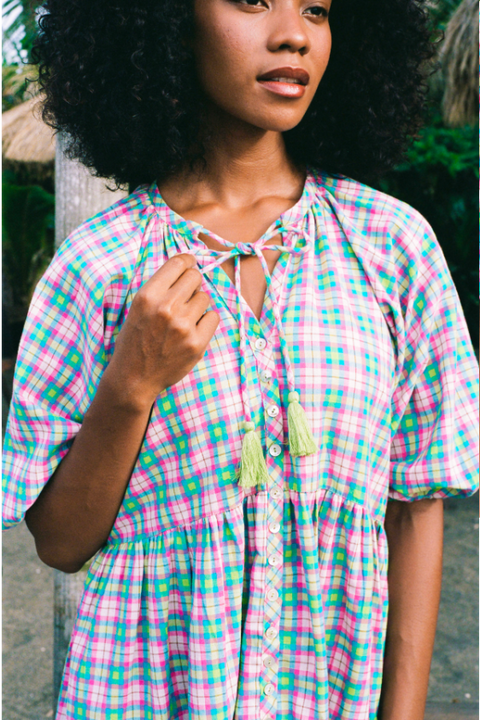 Mini Smock Dress - Disco Check