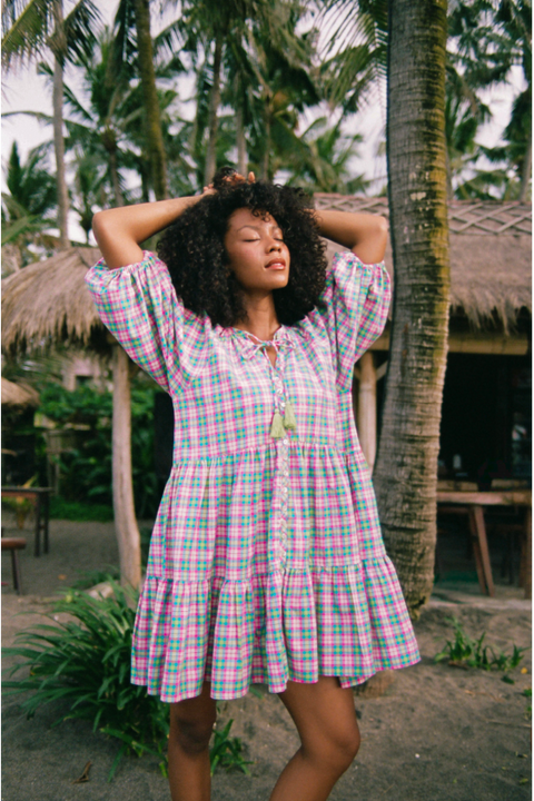 Mini Smock Dress - Disco Check