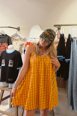 Mischa Tie Gingham Mini Dress - Mustard Cinnamon Gingham