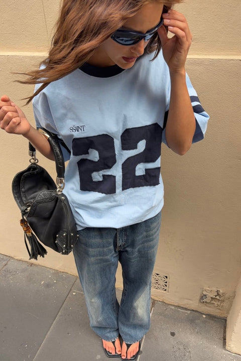 22 Motion Tee - Powder Blue and Navy