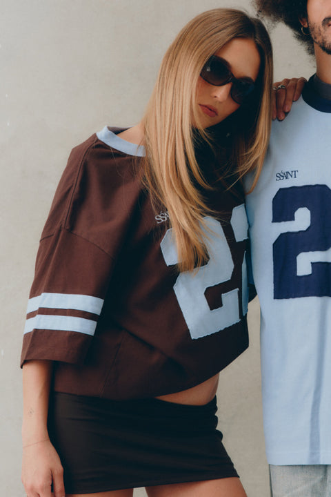 22 Motion Tee - Espresso and Powder Blue