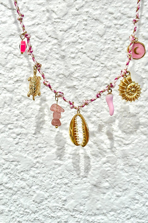 Luna Charm Necklace - Pink/Gold