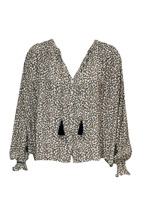 Bright Side Short Blouse - Baby Leopard