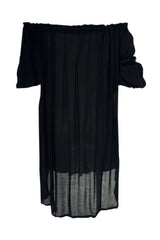 Noosa Off The Shoulder Tunic - Black Rayon Voile
