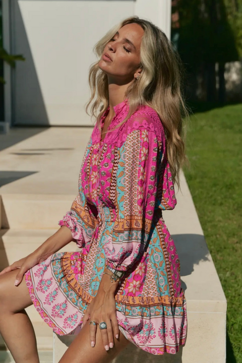 Olivia Mini Lace Dress - Cedella Print