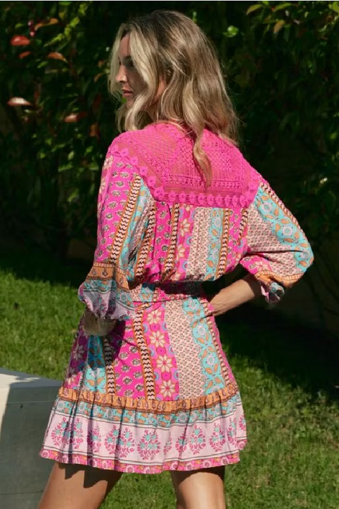 Olivia Mini Lace Dress - Cedella Print