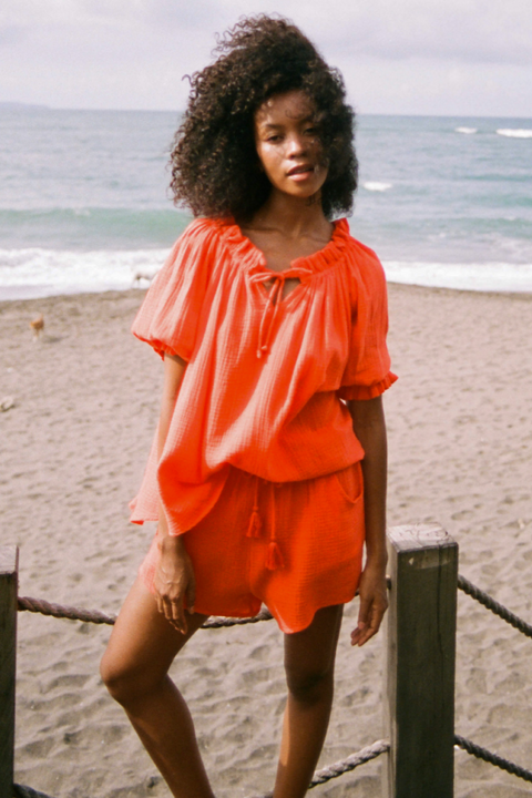Isla Blouse - Orange Cotton