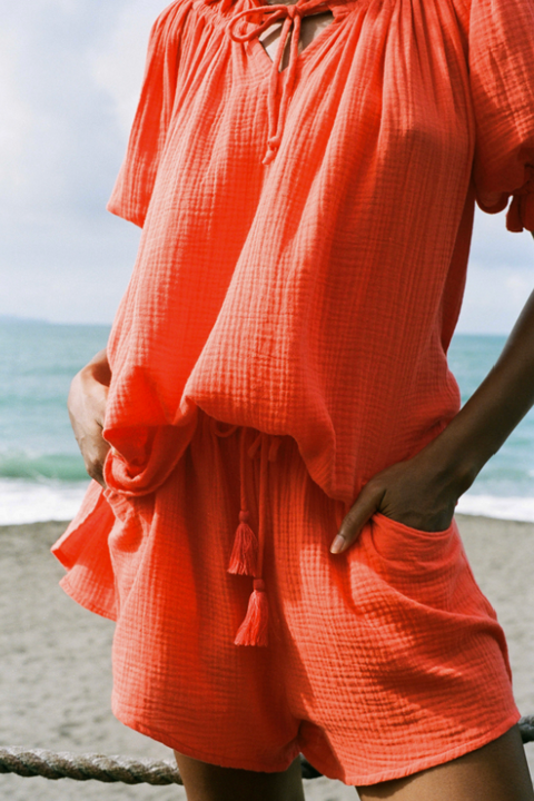 Isla Blouse - Orange Cotton