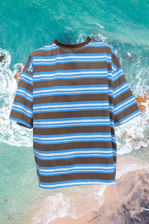 Oversized Choc and Sky Blue Tee