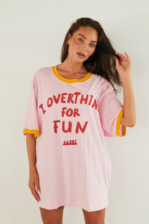 I Overthink For Fun Tee - Pink