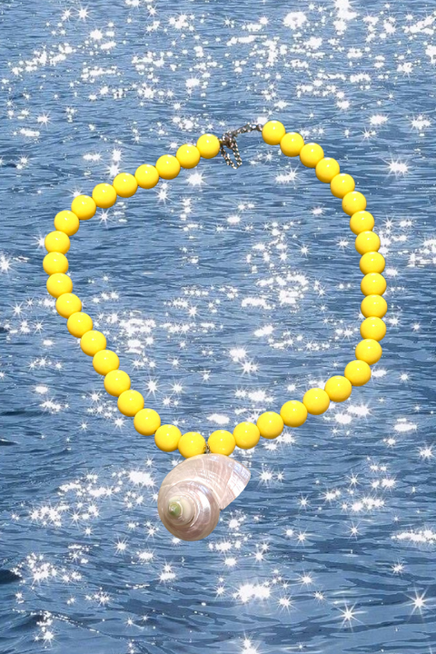 Bam Bam Yellow  Conch Shell Necklace
