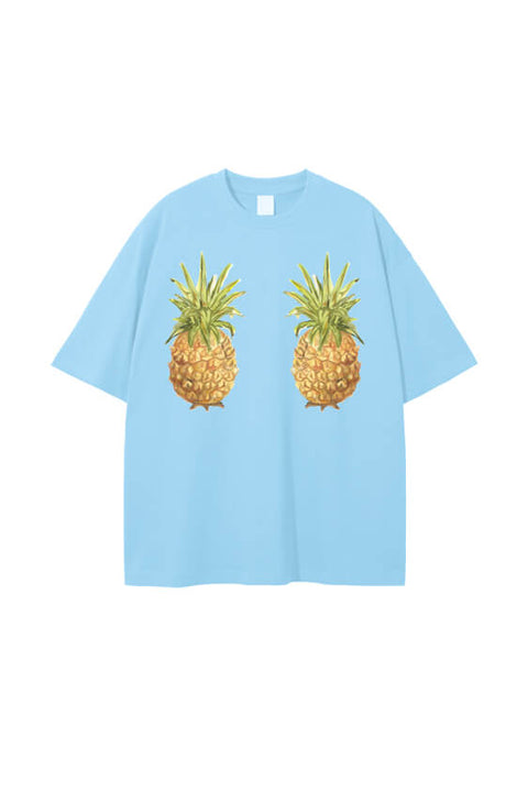 Pineapple Baddies Oversized Tee - Sky Blue